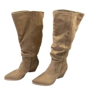 Zodiac Women's Brown Riau Slouchy Pointed-Toe Knee-High Western Boots Size 9.5